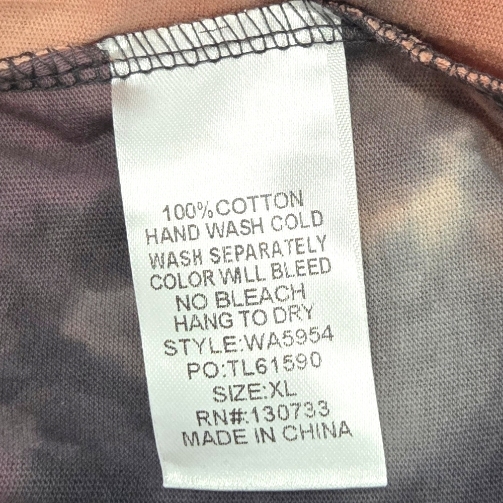 Umgee Pink Purple Black Brown Tie-Dye Long Sleeve Top Size XL NEW With Tags! - Picture 9 of 10